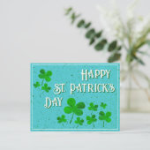 Green Shamrock Clovers Happy St. Patrick's Day Feestdagenkaart (Staand voorkant)