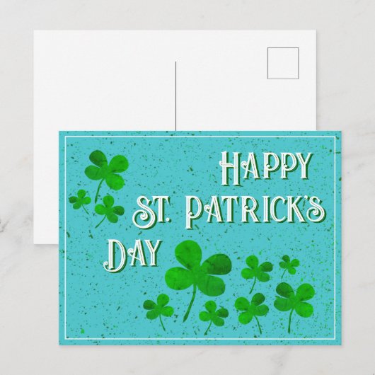 Green Shamrock Clovers Happy St. Patrick's Day Feestdagenkaart (Voorkant / Achterkant)
