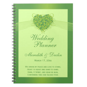 Green shamrock clovers hart bruiloft planner notitieboek
