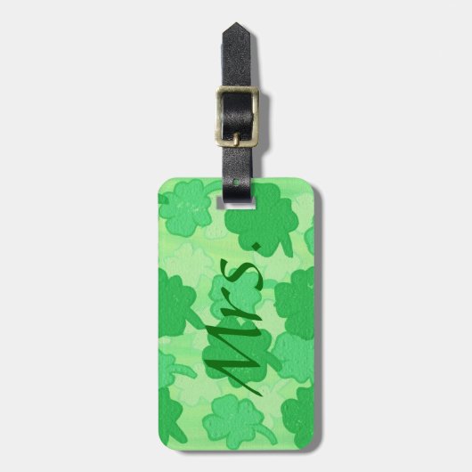 Green Shamrock Collage, Mrs Bagagelabels (Voorkant verticaal)