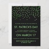 Green Shamrock Confetti op Black St Patrick's Day Kaart (Voorkant)
