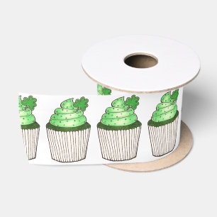 Green Shamrock Cupcake Saint Patrick's Day Ribbon Satijnen Lint