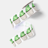Green Shamrock Cupcake Saint Patrick's Day Ribbon Satijnen Lint (Achterkant)
