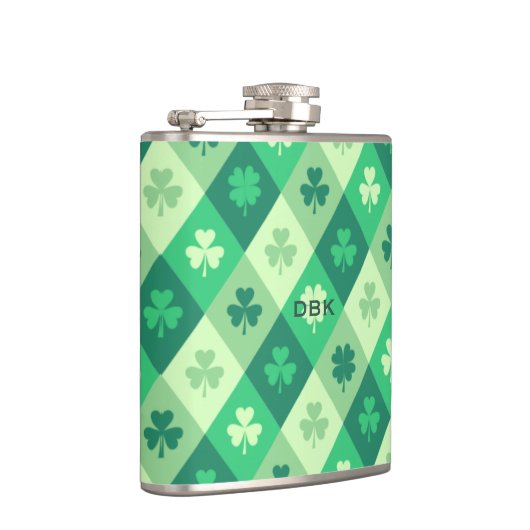 Green Shamrock Custom Monogram St. Patricks Day Heupfles (Rechts)