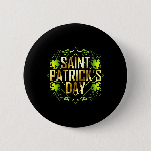 Green Shamrock en Golden Lettered Saint Patricks Ronde Button 5,7 Cm (Voorkant)