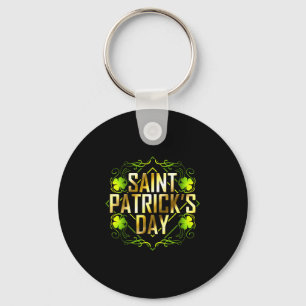 Green Shamrock en Golden Lettered Saint Patricks Sleutelhanger