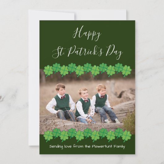 Green Shamrock Foto St Patrick's Day Kaart (Voorkant)