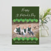 Green Shamrock Foto St Patrick's Day Kaart (Staand voorkant)