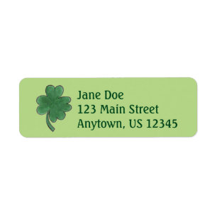 Green Shamrock Four Leaf Clover Lucky Labels