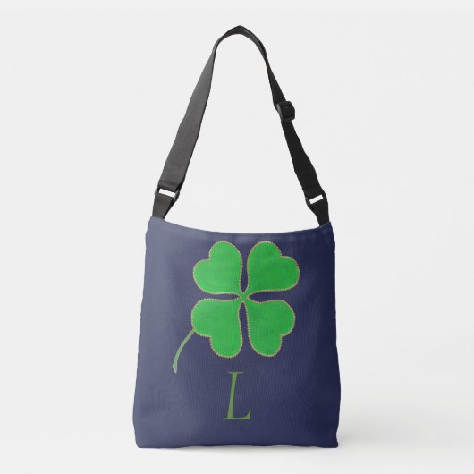 Green Shamrock Gold Stippen, Monogram canvas tasse Crossbody Tas (Voorkant)