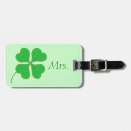 Green Shamrock Gold Stippen Mrs. Bagagelabel