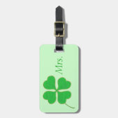 Green Shamrock Gold Stippen Mrs. Bagagelabel (Voorkant verticaal)