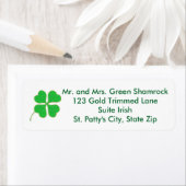 Green Shamrock Gold Stippen Trim Adresetiketten Etiket (Insitu)