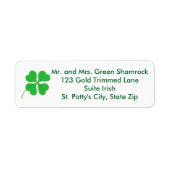 Green Shamrock Gold Stippen Trim Adresetiketten Etiket (Voorkant)