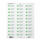 Green Shamrock Gold Stippen Trim Adresetiketten Etiket (Full Sheet)