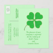 Green Shamrock Gold Wedding Invitation Briefkaarte Uitnodiging Briefkaart (Voorkant / Achterkant)