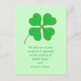Green Shamrock Gold Wedding Invitation Briefkaarte Uitnodiging Briefkaart