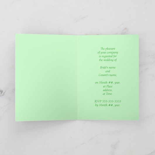 Green Shamrock, gouden stippen bruiloft uitnodigca (Binnen)