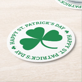 Green Shamrock Happy St. Patrick's Day Party Ronde Kartonnen Onderzetter