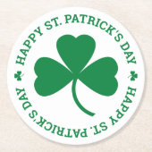 Green Shamrock Happy St. Patrick's Day Party Ronde Kartonnen Onderzetter (Voorkant)