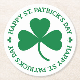 Green Shamrock Happy St. Patrick's Day Party Ronde Kartonnen Onderzetter