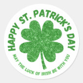 Green Shamrock Happy St. Patrick's Day Ronde Sticker (Voorkant)