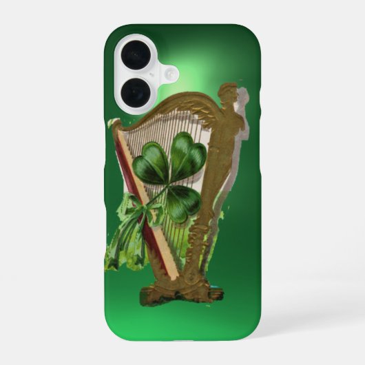 GREEN SHAMROCK HARP green iPhone 16 Hoesje (Achterkant)