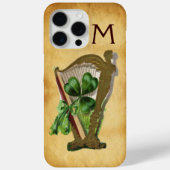 GREEN SHAMROCK HARP PARCHMENT MONOGRAM Case-Mate iPhone CASE (Achterkant)