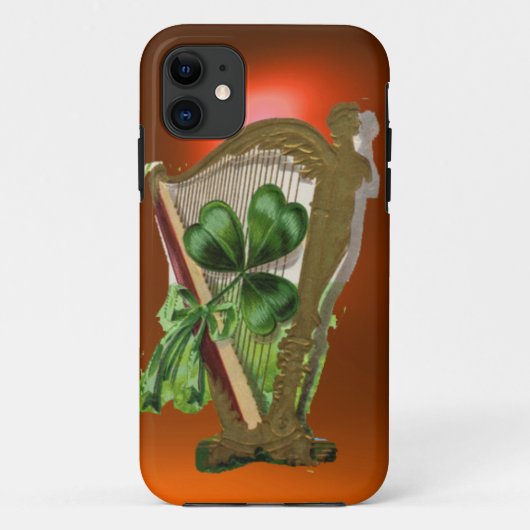 GREEN SHAMROCK HARP sinaasappel Case-Mate iPhone Case (Achterkant)