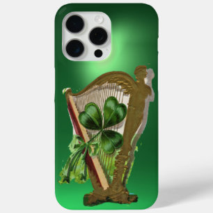 GREEN SHAMROCK HARP St Patrick Day iPhone 15 Pro Max Hoesje