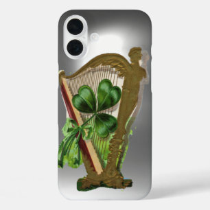 GREEN SHAMROCK HARP white iPhone 16 Plus Hoesje