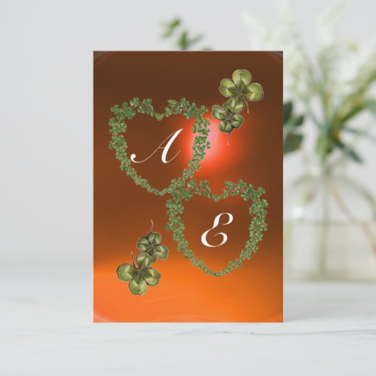 GREEN SHAMROCK HARTS MONOGRAM white, oranje Aankondiging (Staand voorkant)