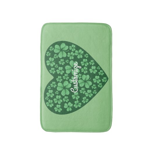 Green Shamrock Heart St Patrick's Day Badmat (Voorkant Verticaal)