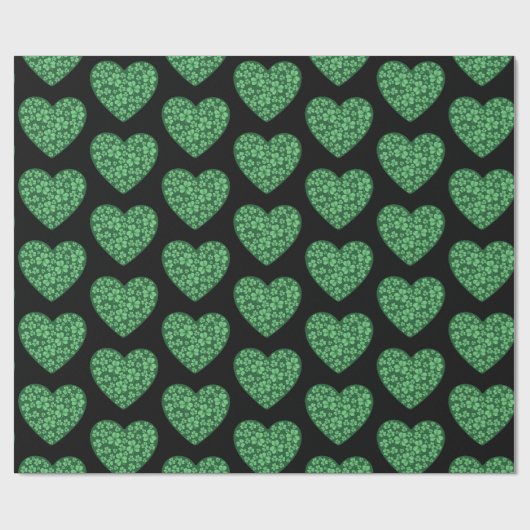 Green Shamrock Heart St Patrick's Day Cadeaupapier (Vlak)