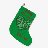 Green Shamrock Heart St Patrick's Day Kleine Kerstsok (Voorkant (Hangend))