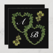 GREEN SHAMROCK HEARTS MONOGRAM Black white paars Aankondiging (Voorkant / Achterkant)
