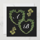 GREEN SHAMROCK HEARTS MONOGRAM Black white paars Aankondiging (Voorkant)