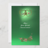 GREEN SHAMROCK HEARTS MONOGRAM oranje groen Aankondiging (Achterkant)