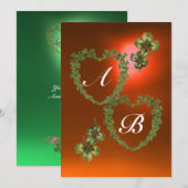 GREEN SHAMROCK HEARTS MONOGRAM oranje groen Aankondiging (Voorkant / Achterkant)