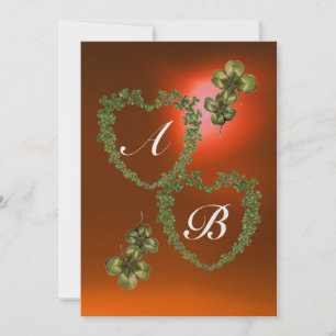 GREEN SHAMROCK HEARTS MONOGRAM oranje groen Aankondiging