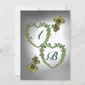 GREEN SHAMROCK HEARTS MONOGRAM oranje groen wit Aankondiging (Voorkant)