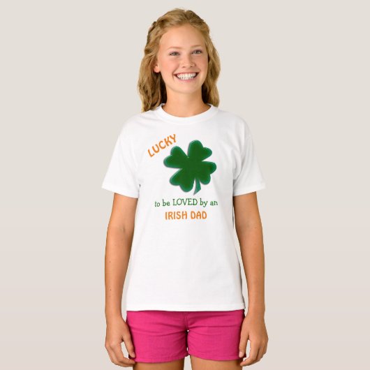 Green Shamrock Ierse vader houdt van Kinder Shirt (Voorkant volledig)