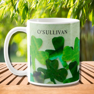 Green Shamrock Irish Custom Name Koffiemok