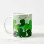 Green Shamrock Irish Custom Name Koffiemok (Links)