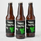 Green Shamrock Irish Happy St. Patrick's Day Bier Etiket (Flessen)