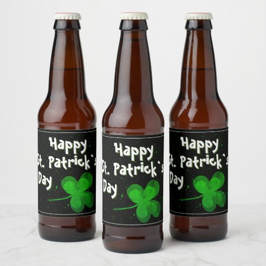 Green Shamrock Irish Happy St. Patrick's Day Bier Etiket (Flessen)