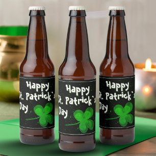 Green Shamrock Irish Happy St. Patrick's Day Bier Etiket
