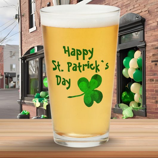 Green Shamrock Irish Happy St. Patrick's Day Glas