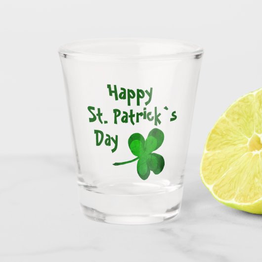 Green Shamrock Irish Happy St. Patrick's Day Shot Glas (Voorkant)