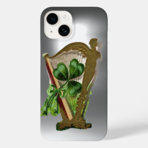 GREEN SHAMROCK IRISH HARP Grey White Case-Mate iPhone Case